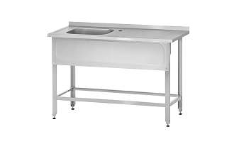 Ванна с рабочей поверхностью РПЦн - 1200x700x860 Norma Inox, левое 1 м/о 500x500x300, борт, отв. д/смесит., экран (ножка угловая)