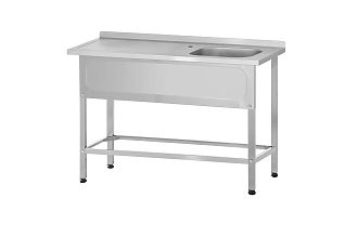 Ванна с рабочей поверхностью РПЦп - 1500x600x860 Profi Inox правая, 1 м/о 500x400x250, борт, отв. д/смесит.