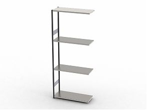 Стеллаж S90 2480х1280х500, 4 полки, доп. секция