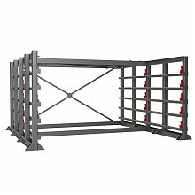 Каркас стеллажа без ворот (h-2000) с выкатными платформами для металла 1500х3000 мм