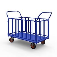 Тележка платформенная с трубчатыми бортами ТБ 3 (г/п 600 кг, 1000x600 мм, колеса литая протекторная резина 160 мм)